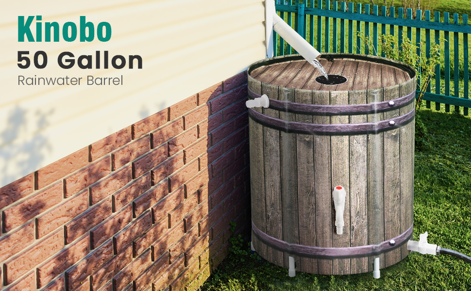 Wood-grain rain barrel