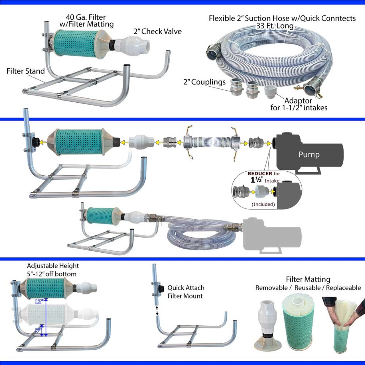 Pump and filtration components